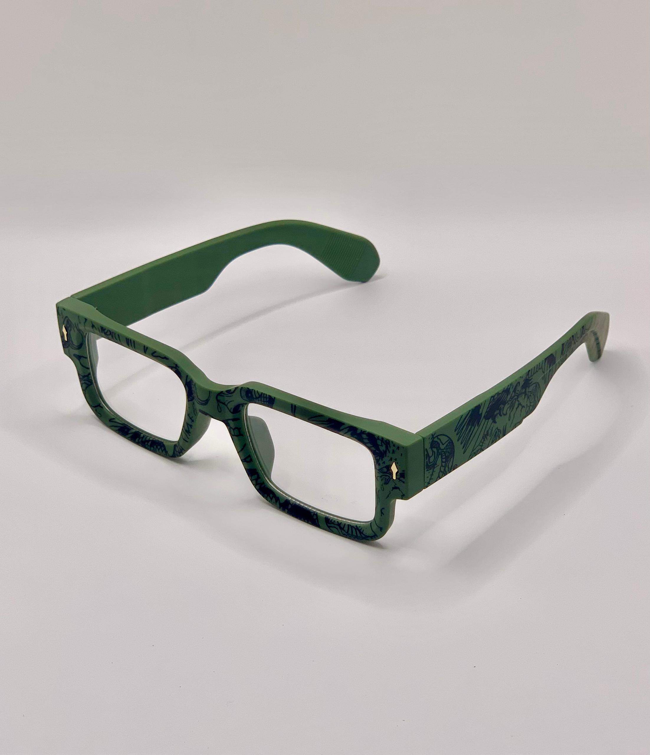 Vintage Square Glasses VSG37220 Green Frame