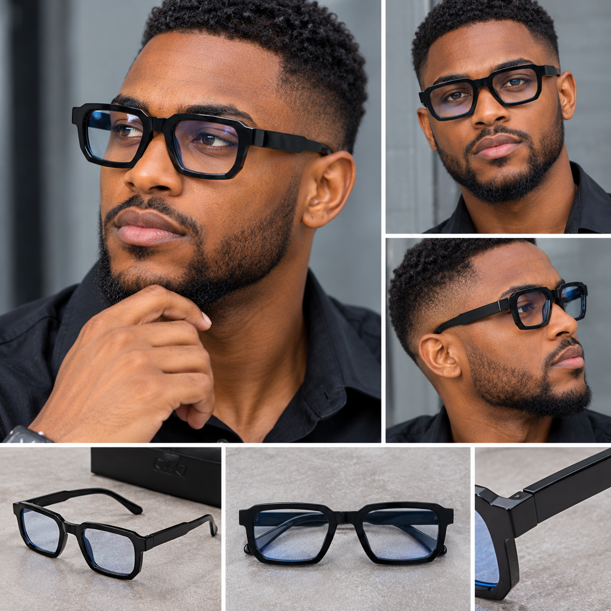 Anti blue ray glasses All Black Geometric Eyewear
